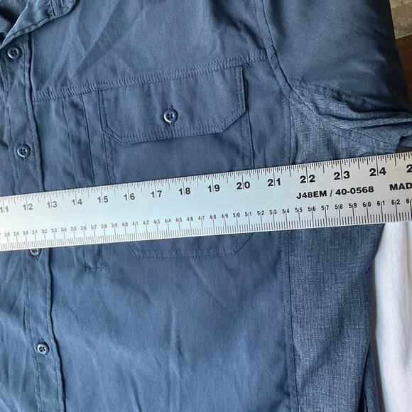 Mountain and Isles Men Stretchy Short Sleeve Fit Button Down Shirt size XL, Blue - Picture 4 of 8
